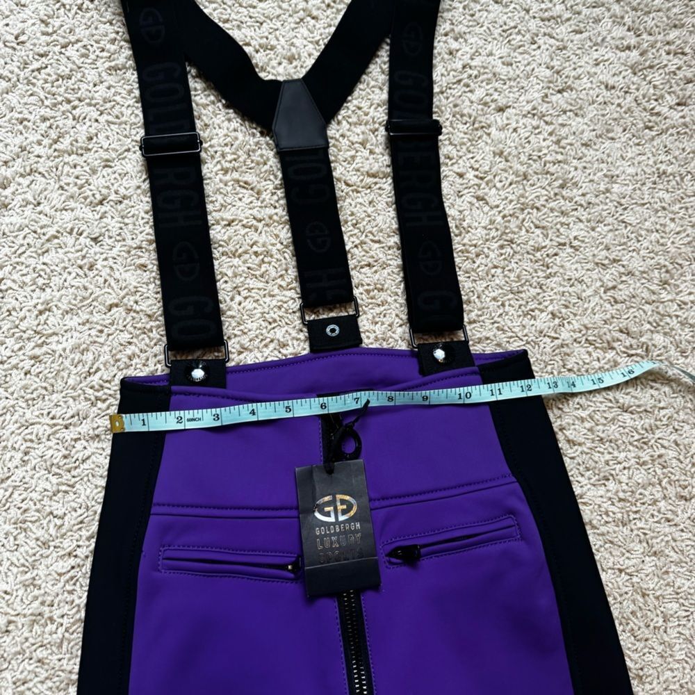 GOLDBERGH WOMEN'S HIGH END SALOPETTE SKI PANTS BIB PURPLE BLACK US 4 - Picture 5 of 8